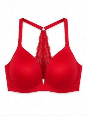 aerie Red Lace Racerback Molded T-Shirt Bra – Size 36DDD GUC